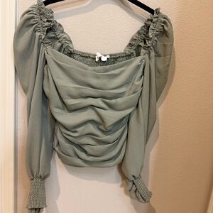 Astr Sage Green Ruched Blouse